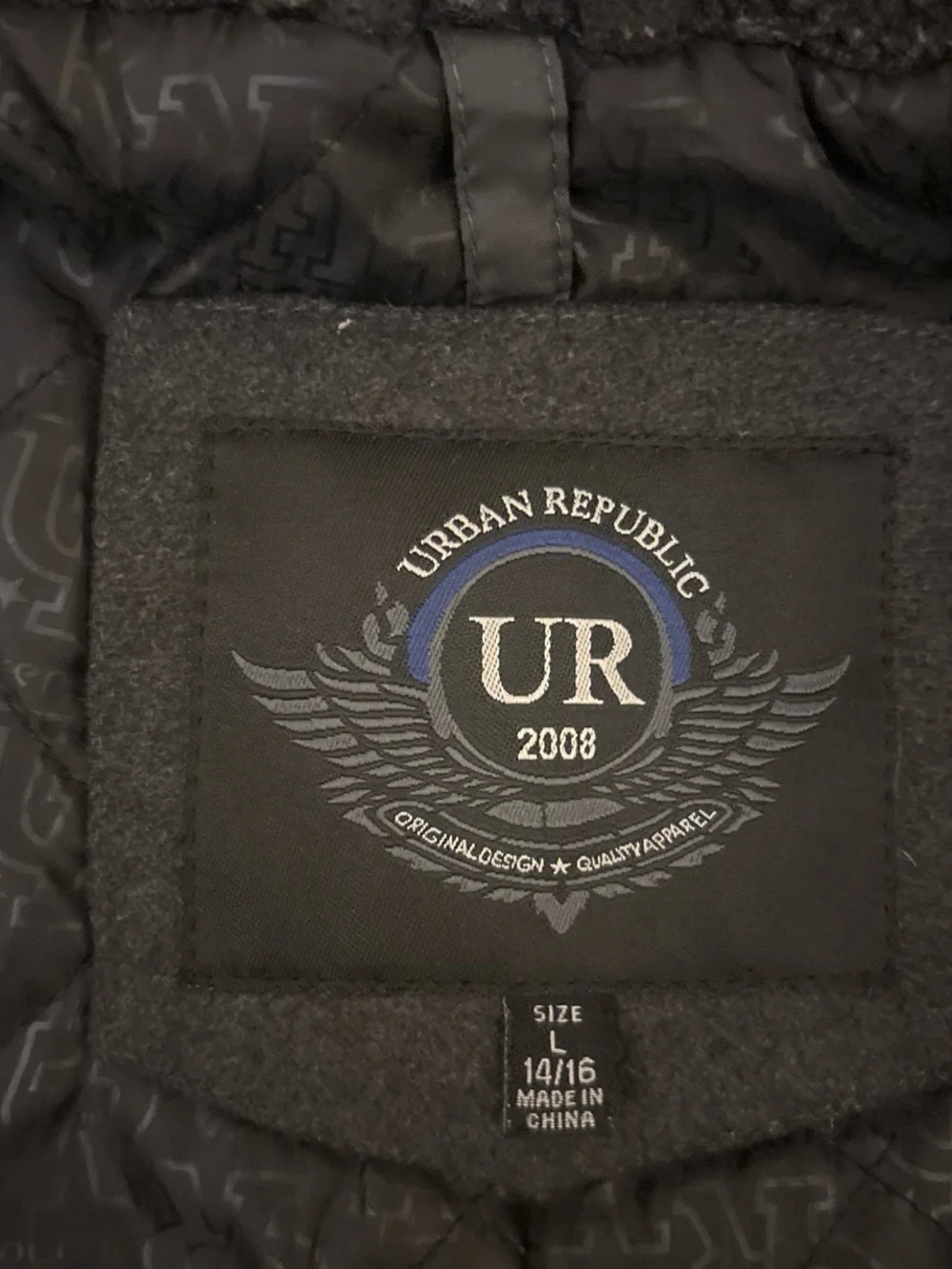 Urban Republic Black Hooded Pea Coat for Kids